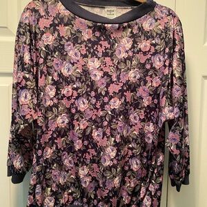 Vintage Navy women’s blouse pink/purple floral size 44 (XL) by Three by Three